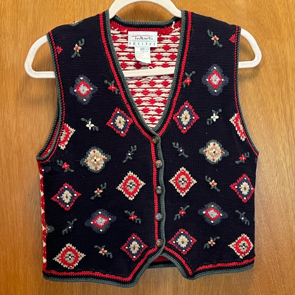 vtg Talbots cotton knit sweater vest